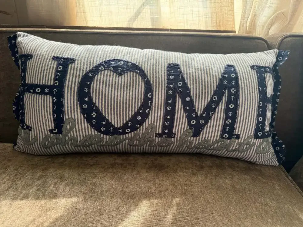 Pier 1 Imports 'Home is Where the Heart Is' Nautical Striped Lumbar Throw Pillow